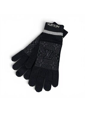 Louis Vuitton Monogram Eclipse Wool 100% Gloves Black